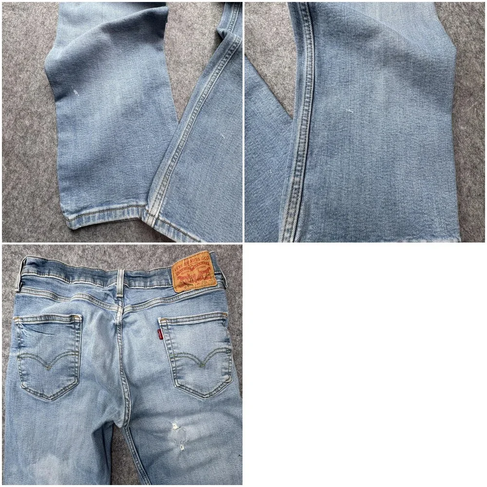 Levi's 514 Jeans Mens 32x30 Blue Ripped Distressed Straight Leg Denim Pants
